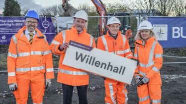 Eddie with Malcolm Holmes, Andy Street and engineers 